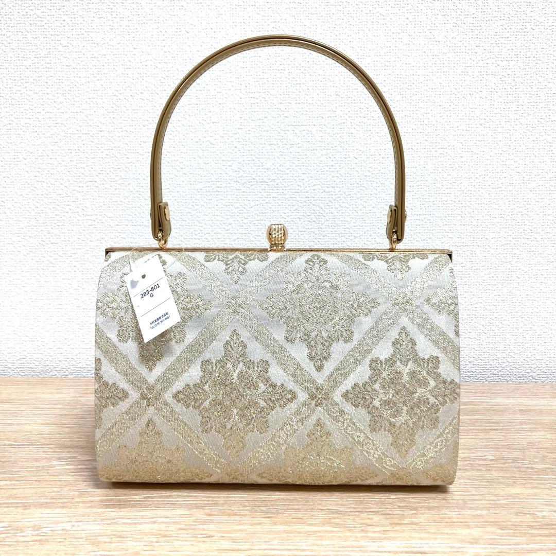 ☆新品未使用☆礼装用佐賀錦ゴールド系草履バッグセット　フリーサイズ　N56