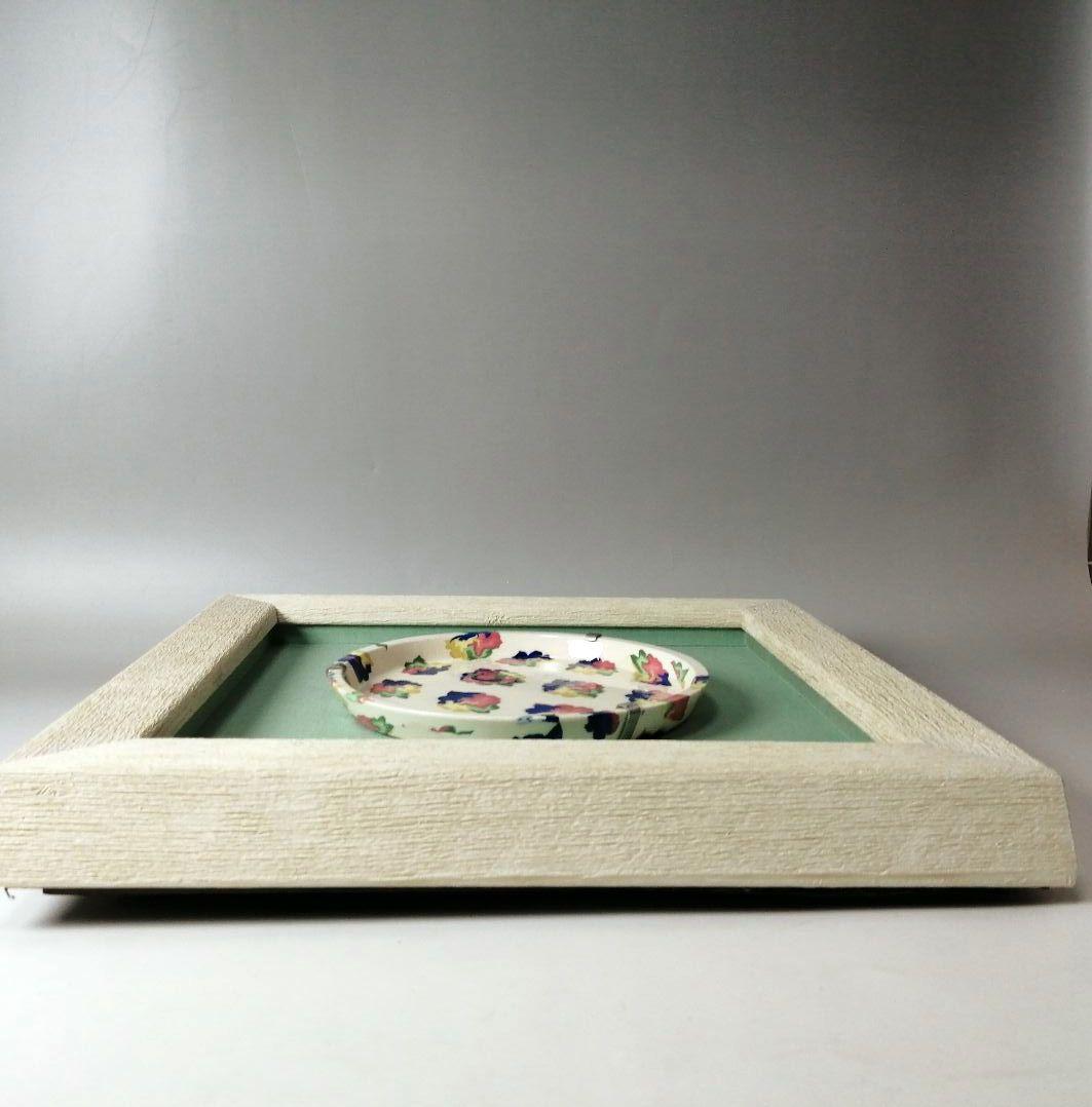 人間国宝 松井康成 萃瓷練上 華雲文皿 額装 飾皿 すいじ練上皿 骨董