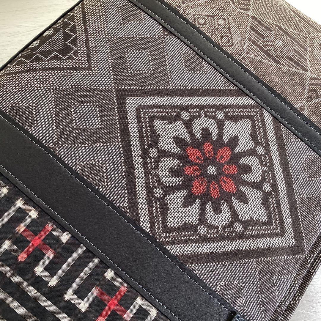 着物リメイク 大島紬 秋名バラ 龍郷 本革 和装バッグ ハンドメイド 古布