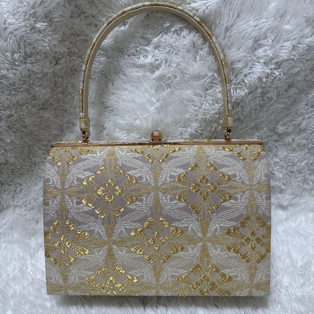 【美品✨】エレガント　ゴールド　和装用バッグ　自立型　フォーマル　結婚式　お祝い