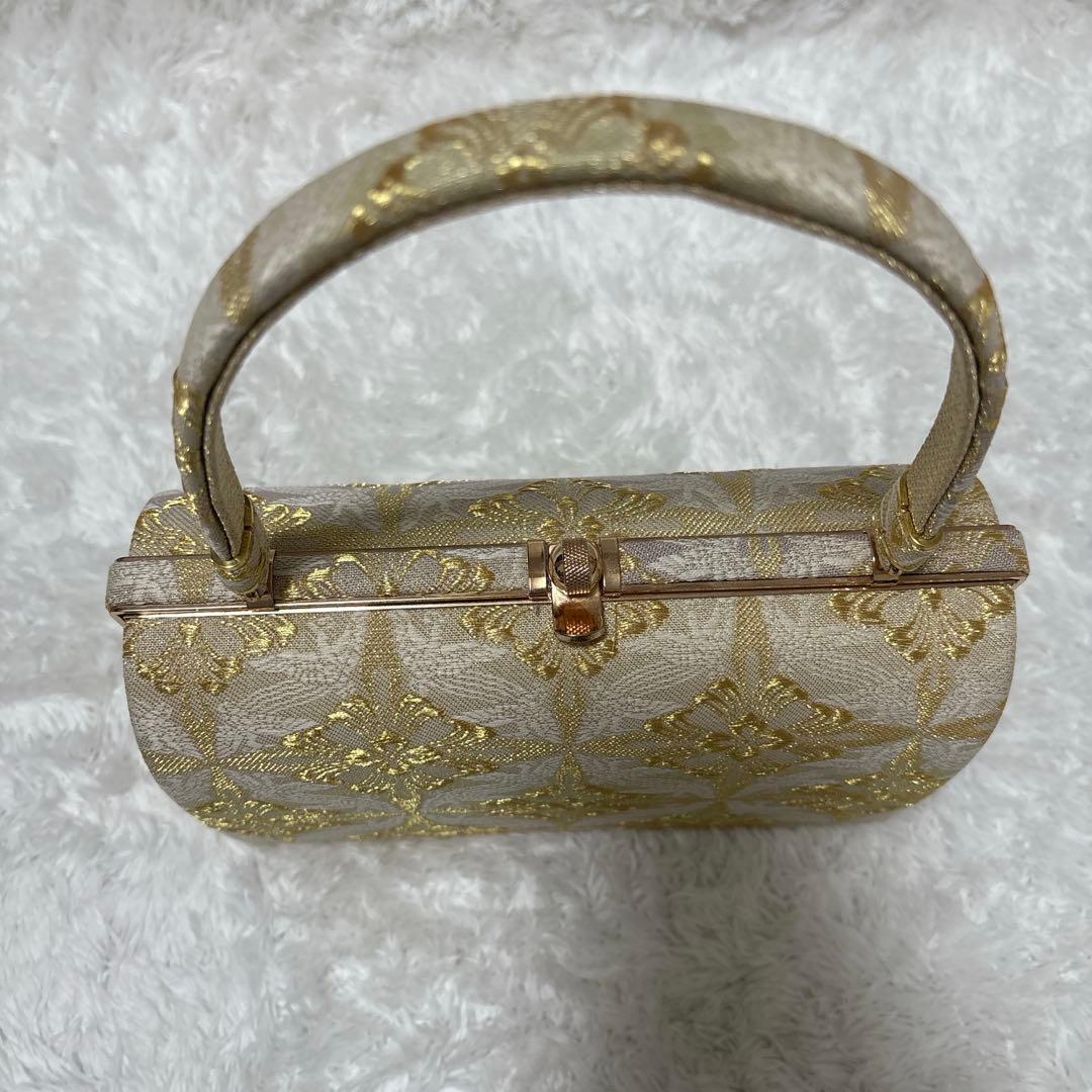 【美品✨】エレガント　ゴールド　和装用バッグ　自立型　フォーマル　結婚式　お祝い