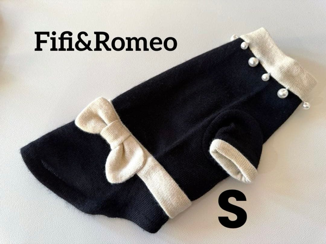 ほぼ未使用】フィフィ&ロメオ カシミヤ混 パールニットワンピ 黒 S