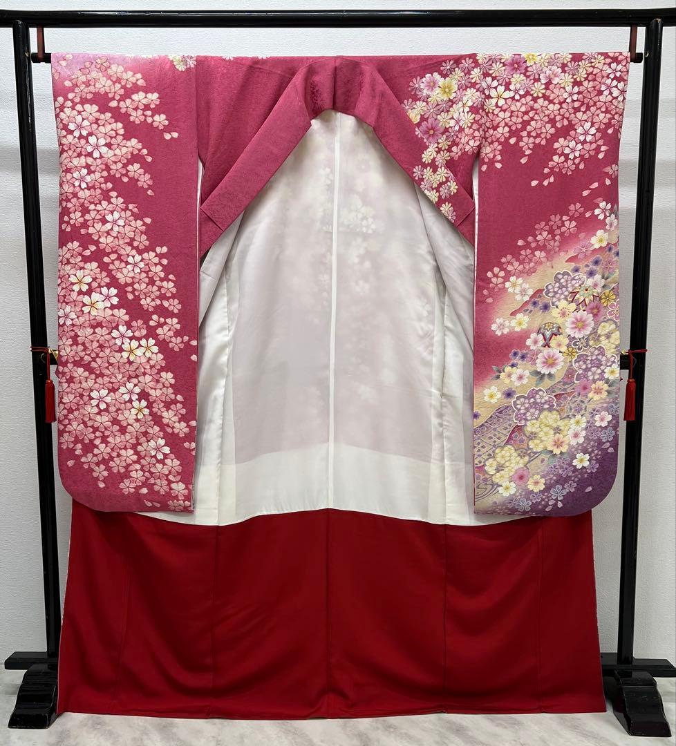 振り袖 フルセット 長襦袢付 ピンク 成人式 金彩加工 刺繍入り 銀通し