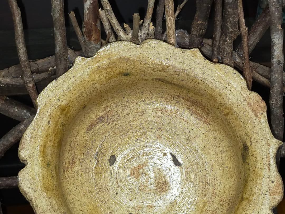 ♥時代 黄瀬戸 鉢 木箱付き 美濃焼 骨董 古玩