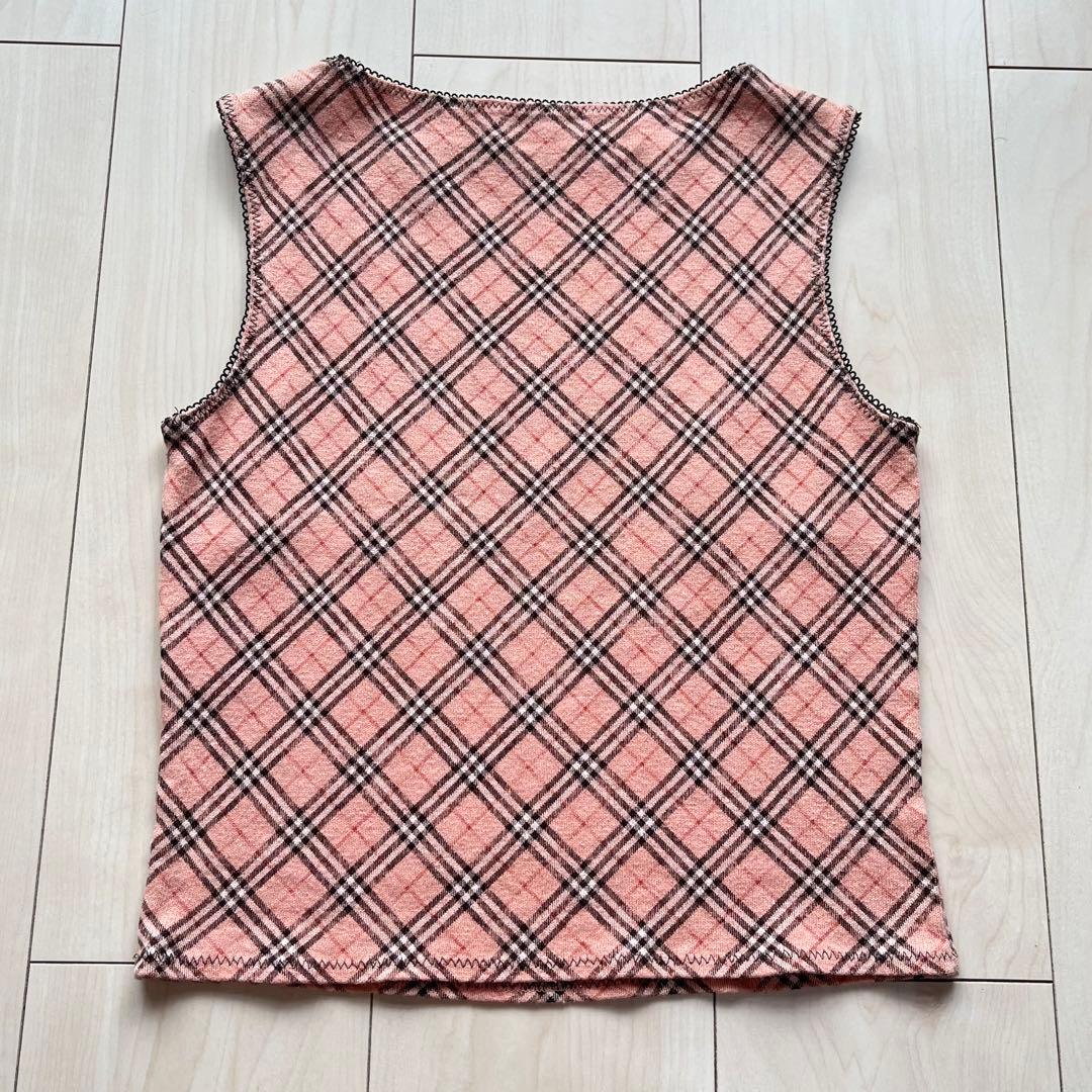 Y2K バーバリーブルーレーベル ノバチェック タンクトップ ヘンプコットン