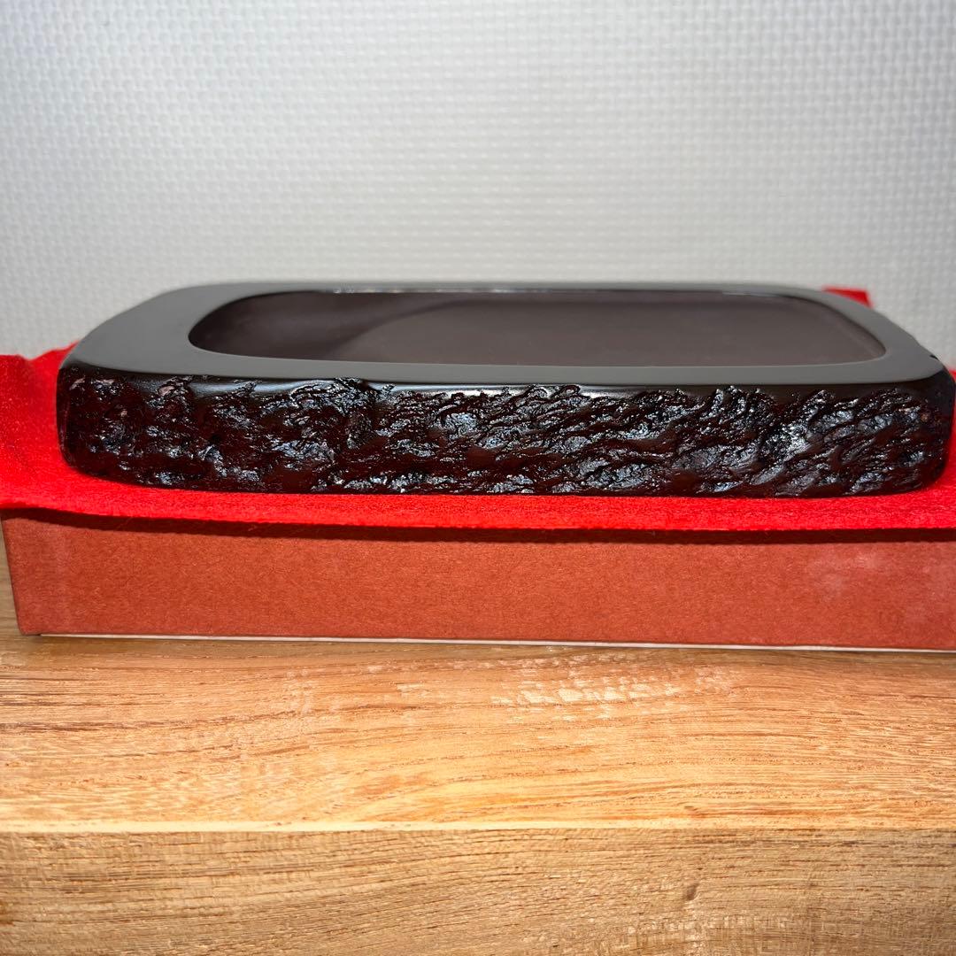 ⭕️赤間硯 新品美品 下井唯石 野面硯 弘雲堂 硯縁ツルツル 女性好み