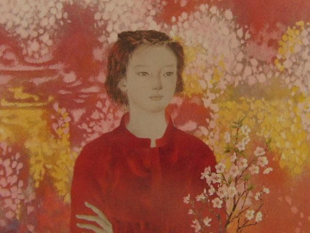 山下保子、【春の気】、希少な額装用画集より、新品額装付