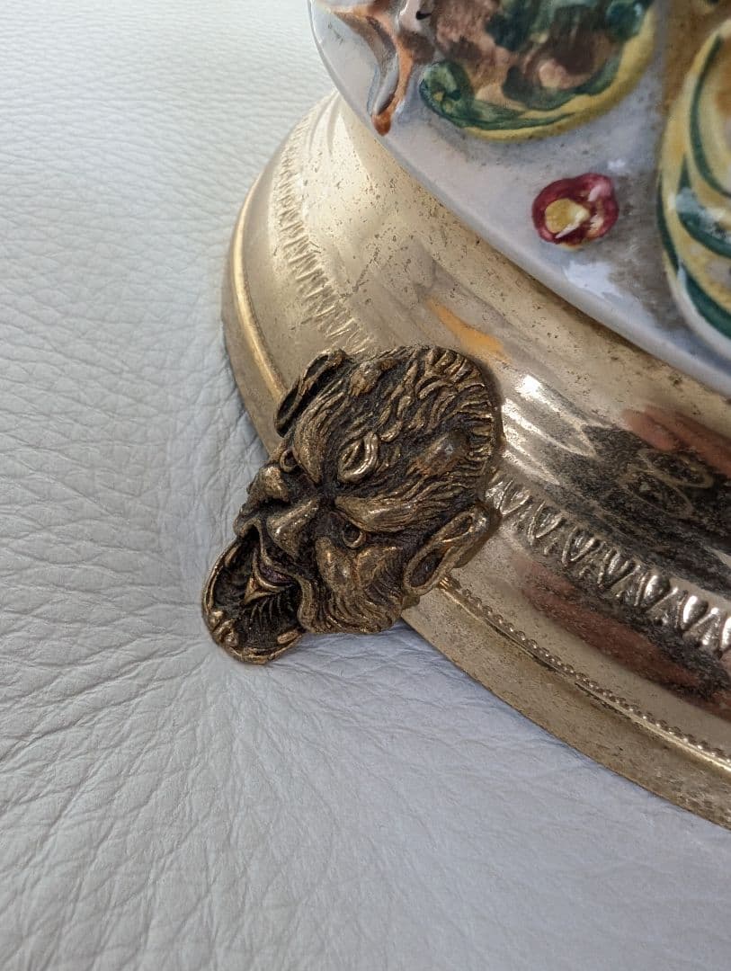 【美品 動作確認済み】REUGE リュージュ★陶器製★オルゴール★口紅タバコ入れ