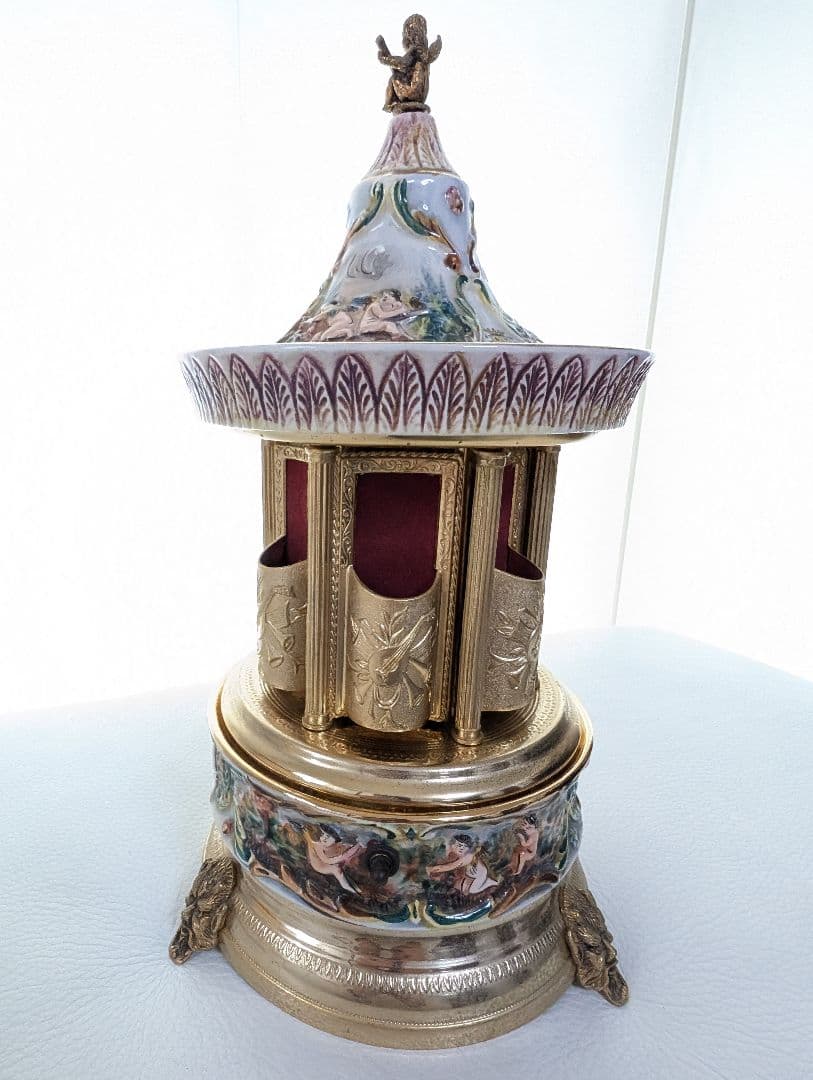 【美品 動作確認済み】REUGE リュージュ★陶器製★オルゴール★口紅タバコ入れ