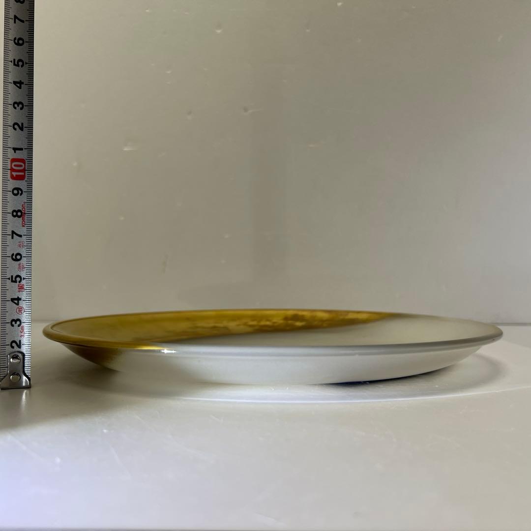 輪島塗 一后造クリスタルガラス蒔絵盛皿 共箱 26.5㎝ 東Y7-0716③