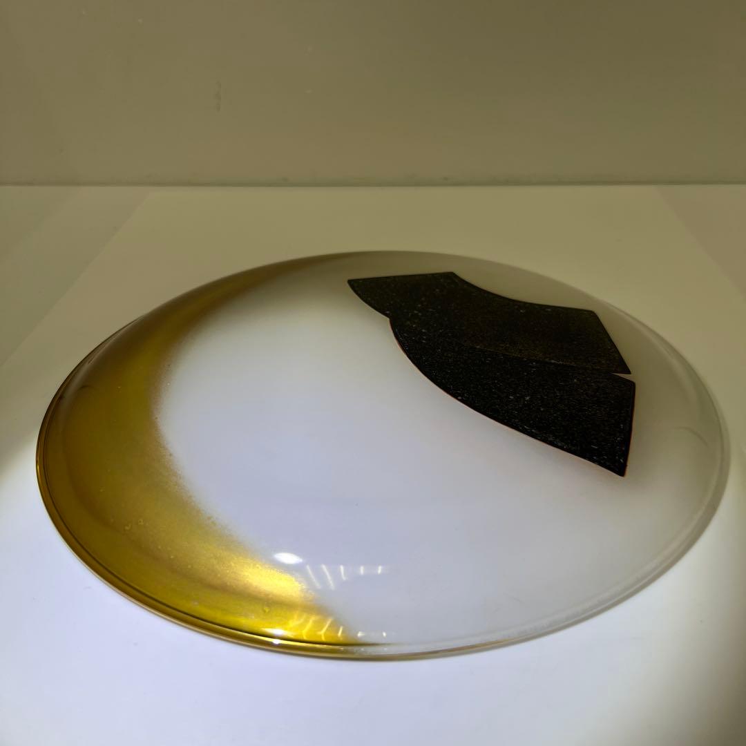 輪島塗 一后造クリスタルガラス蒔絵盛皿 共箱 26.5㎝ 東Y7-0716③