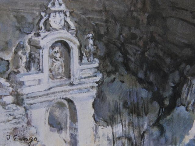 榮永 大治良、セゴビアの城、希少画集画、新品高級額・額装付、状態