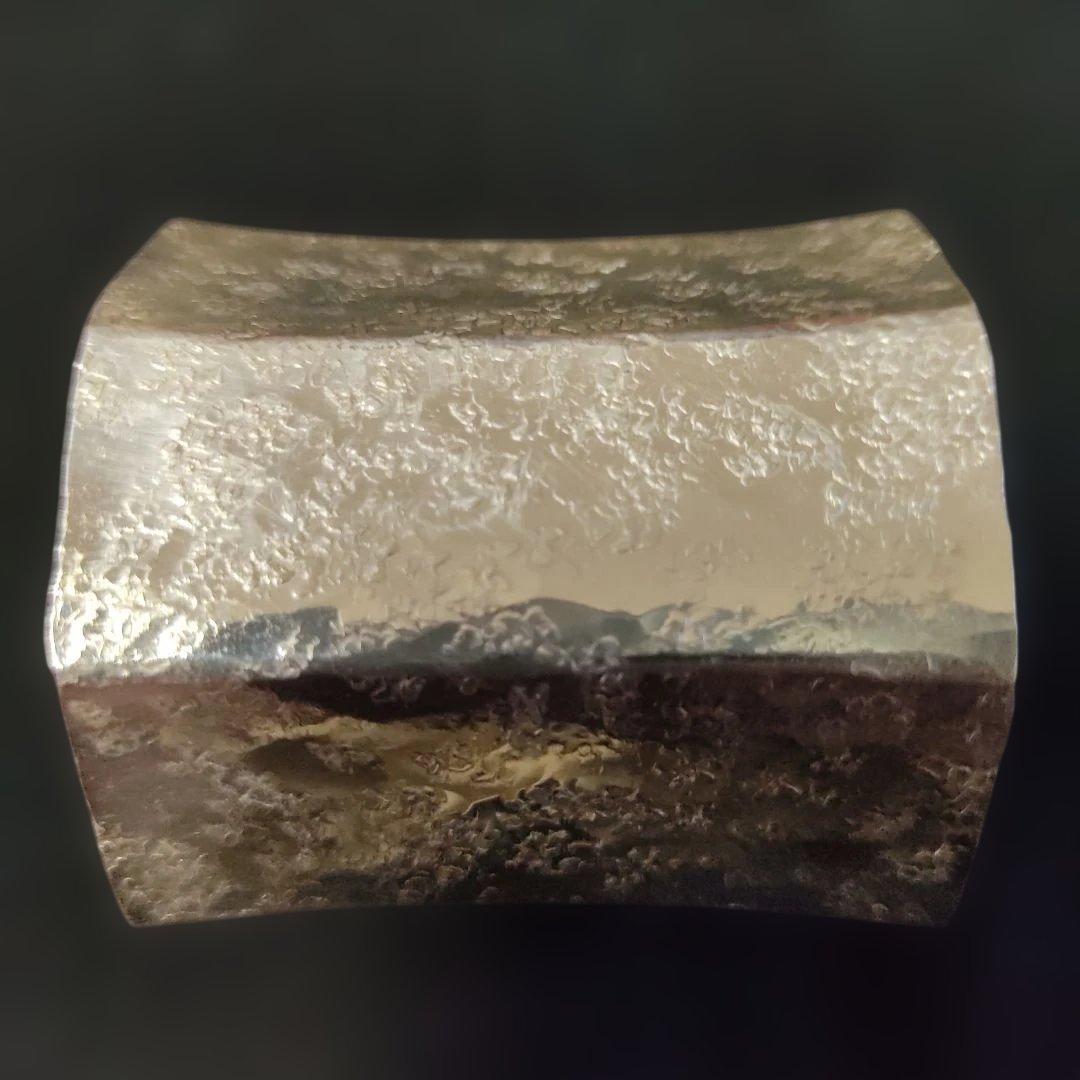 南鐐八角蓋置き。竹影堂。銀製品。 銀杏、いちょう。約70g。茶道具