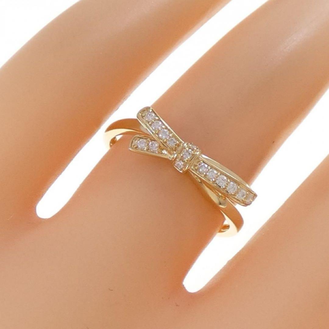 ほぼ未使用✨現行品✨　K18YG ダイヤモンド　リボンリング　9号【保証書あり】