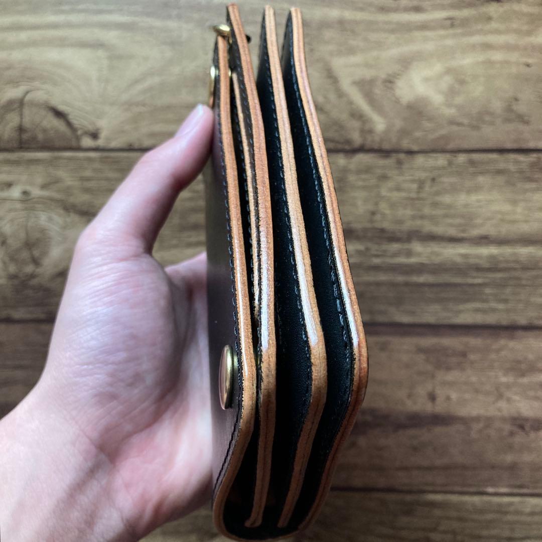 【お札を折らずに収納】国産ステアハイド トラッカーウォレット150（ミドル）3層