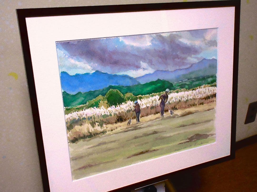 河川敷清掃作業(額縁付き)