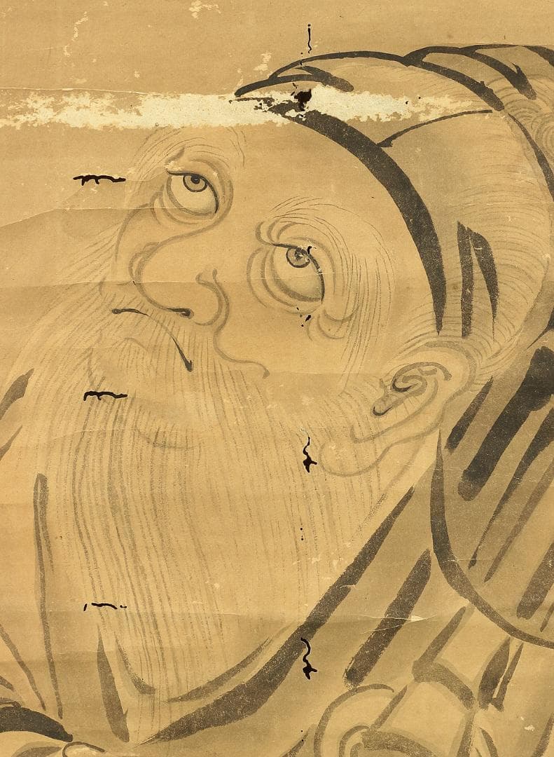 良雪 維摩居士図 人物画 掛軸 肉筆 紙本