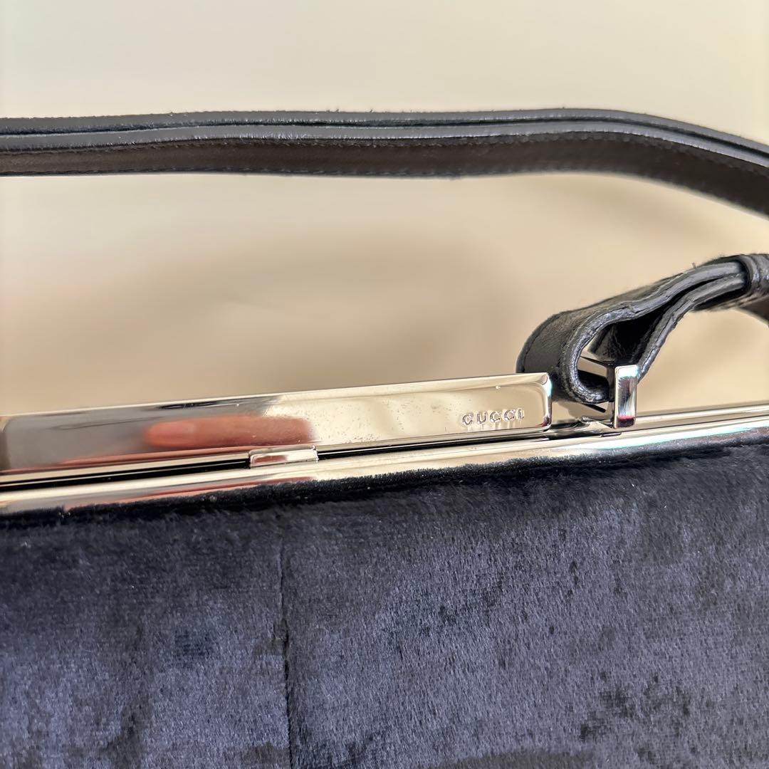 グッチ　黒　ベルベット　ショルダーバッグ　パーティー　2000年前後