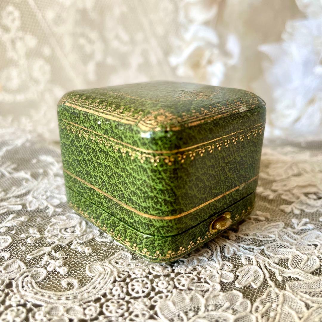 金彩入りジュエリーボックス リングケース グリーン緑 フランス