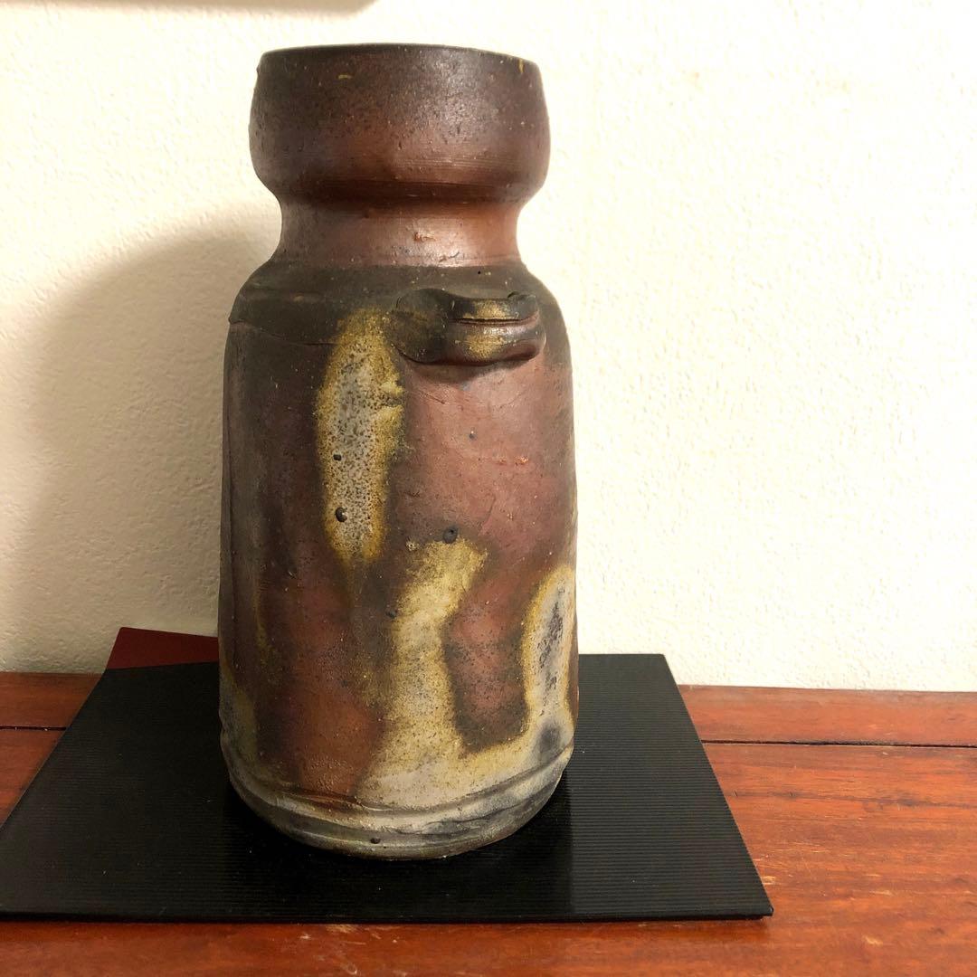 備前焼　小西陶蔵　花入　窯変　共箱　共布　栞