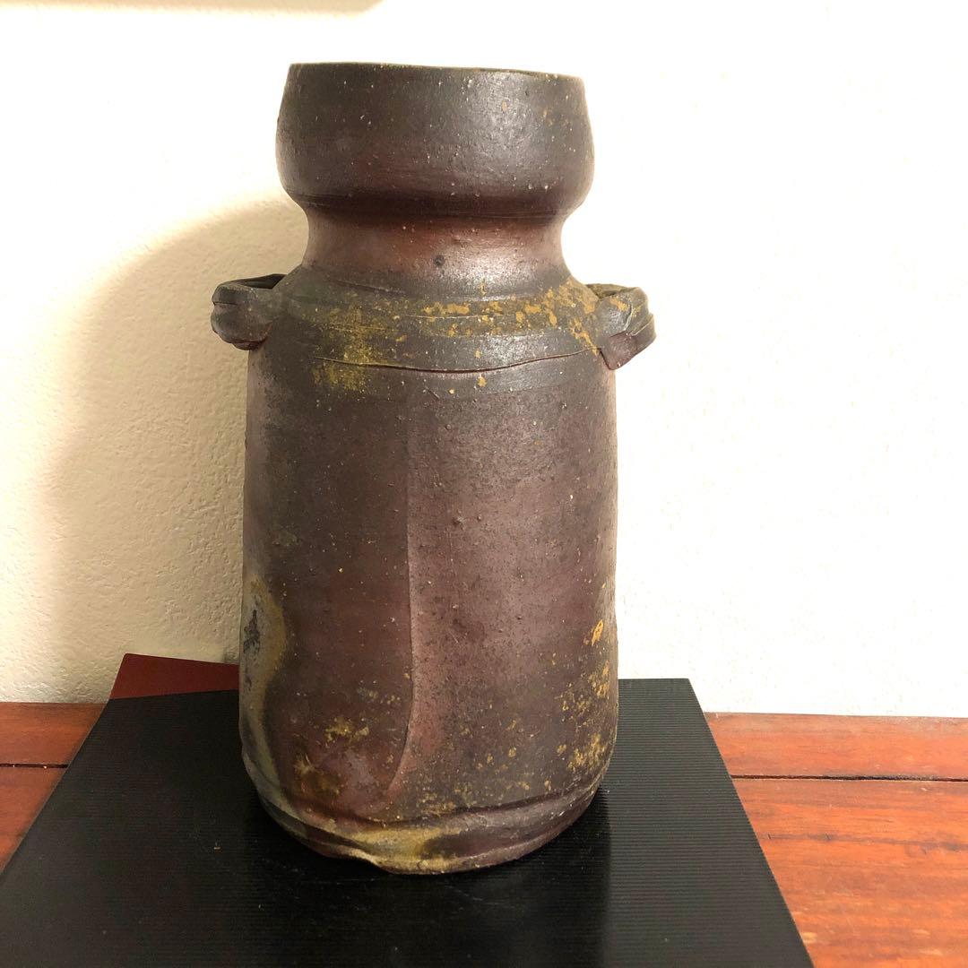 備前焼　小西陶蔵　花入　窯変　共箱　共布　栞