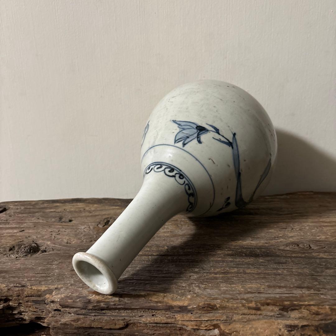 古伊万里染付徳利瓶　古道具　アンティーク　骨董　壷　花瓶　花入　白磁　検:李朝