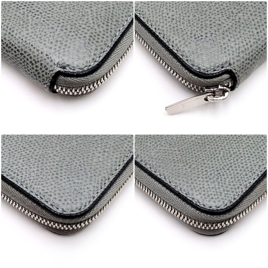 Valextra　カードケース　ジップウォレット　ミニ財布　グレー　本革