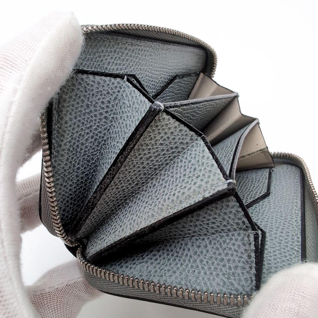 Valextra　カードケース　ジップウォレット　ミニ財布　グレー　本革