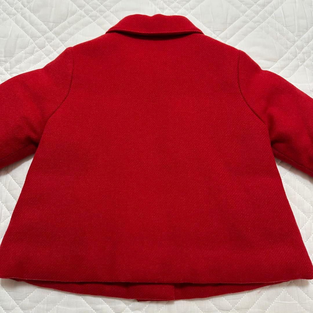 familiar ファミリア ウールコート 赤チェック くるみボタン 80