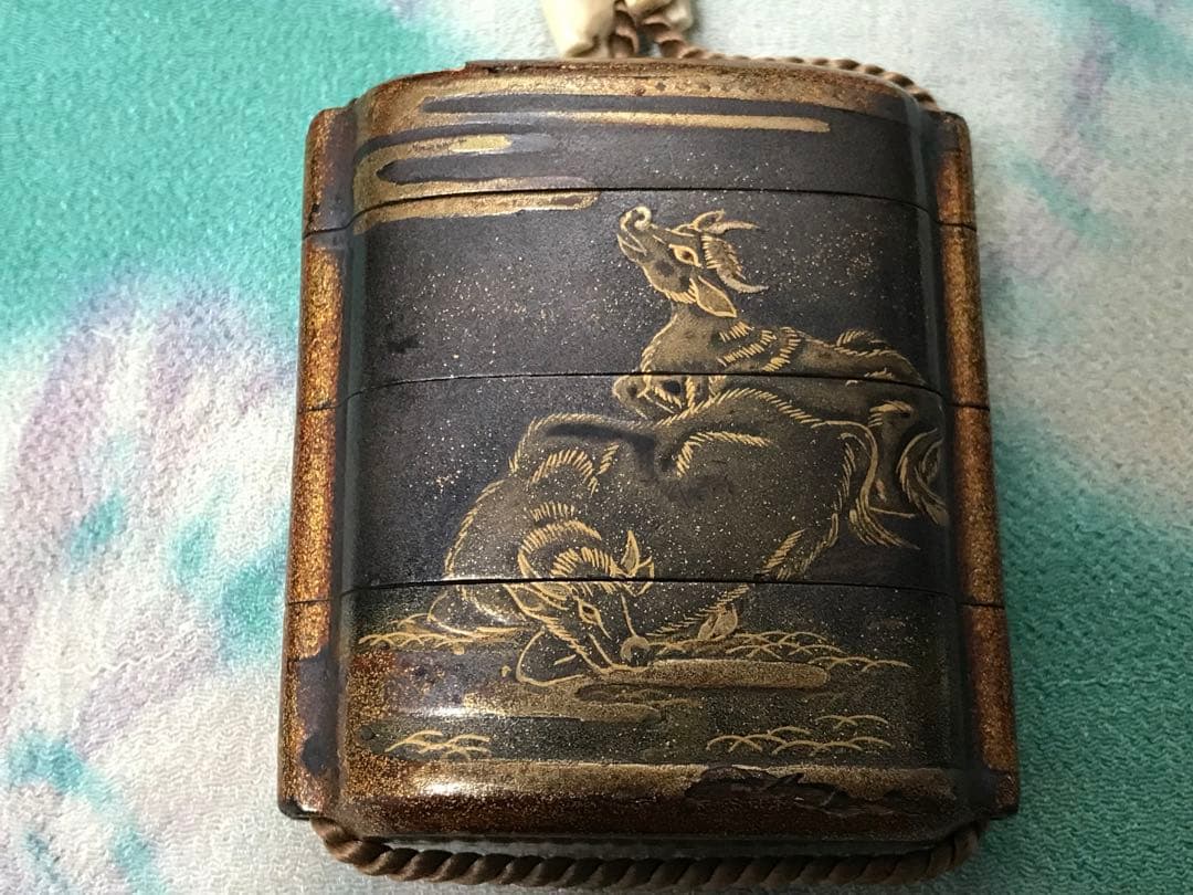 牛と農夫の図 蒔絵印籠 江戸時代中期