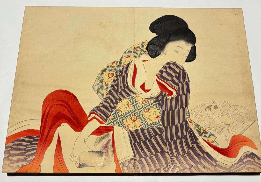 明治期 彩色木版画春画帖」12図1帖|艶本 浮世絵 木版