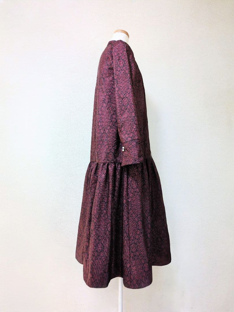 着物リメイク 大島紬 正絹 ワンピース 楽ちん細見えすっきり ジレ