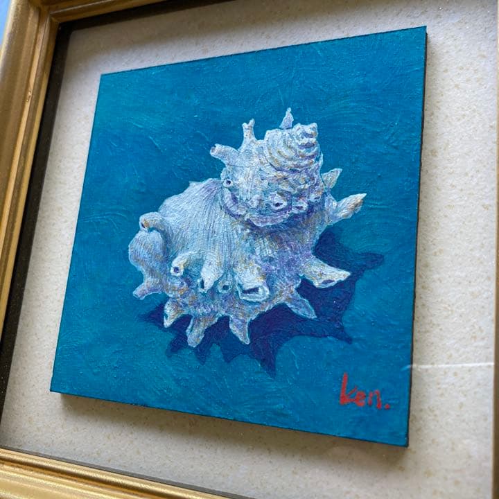 「さざえ」板絵テンペラ画