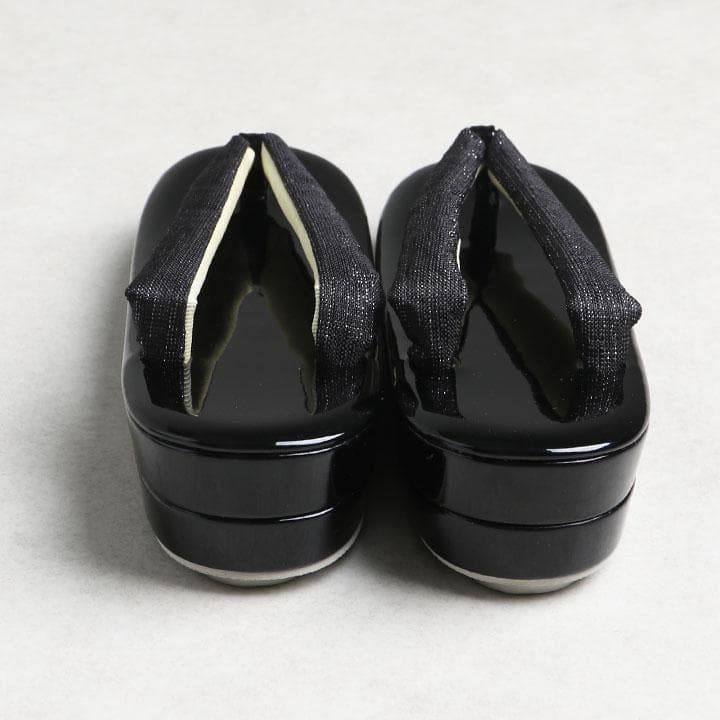 【新品】振袖用 草履バッグセット　無地ラメ糸使用　ブラック　24cm　N