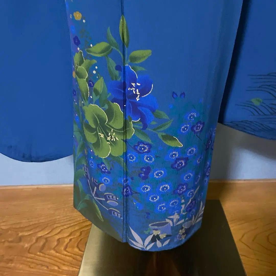 振袖フルセット めずらしい青色が会場で目を引くファー付き