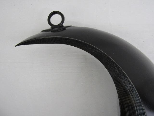 Y5-0926 高岡銅器 鋳銅製 吊花生 三日月 尺0 33cm 三猿吊金具付