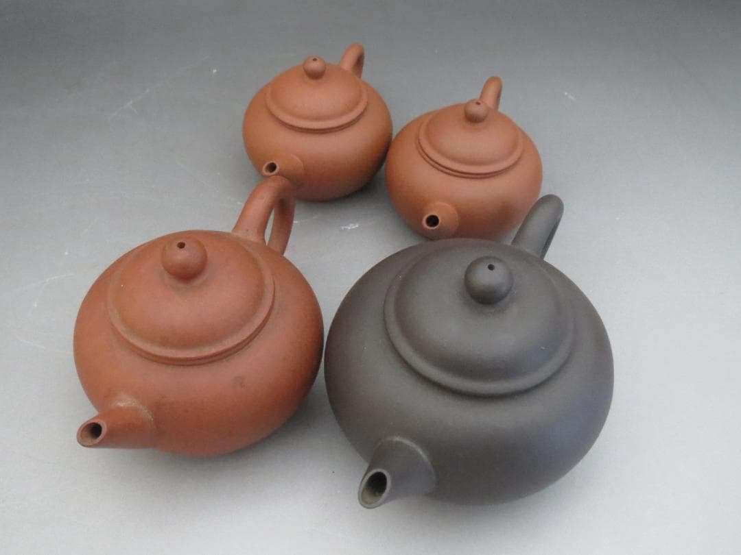 ☆中国宜興 急須 4客 朱泥☆煎茶道具・茶道具・唐物・紫砂・茶器