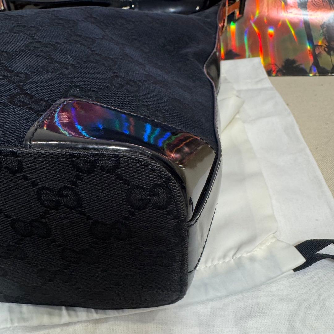 GUCCI ブラック GGパターン ハンドバッグ