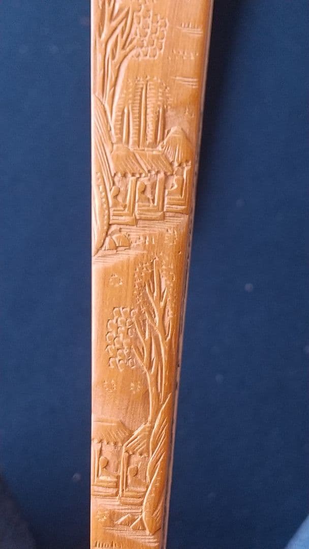 中国 子安刻 山水扇子 要破損 書画篆刻 頂布五層 舒蓮記監製？