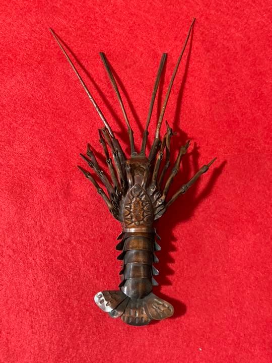 購入 金工師 藤原弘美作 赤銅製 伊勢海老自在置物 伊勢海老 弘美作