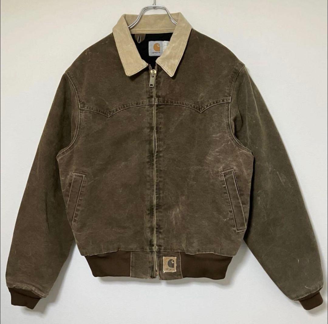 90s USA製 カーハート サンタフェジャケット ダークブラウン系/L相当 Carhartt カーハート サンタフェジャケット メンズL相当 古着 ダック地