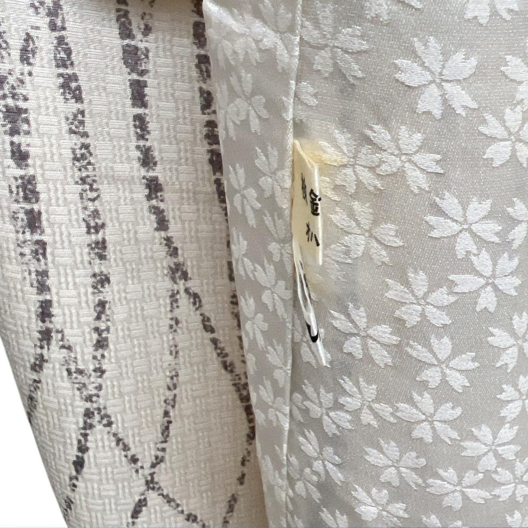 作家もの 付け下げ モノトーン よろけ 縦縞 網目地紋 着物 114b d ms