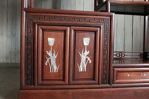 A*A様 唐木 紫檀無垢材 飾り棚 茶棚 茶箪笥 螺鈿 古家具 古民家