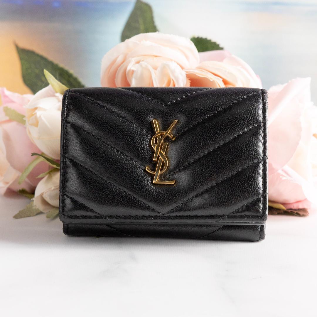 渡辺和敬様専用 【箱付き】 綺麗✨サンローラン ラムスキン三つ折り