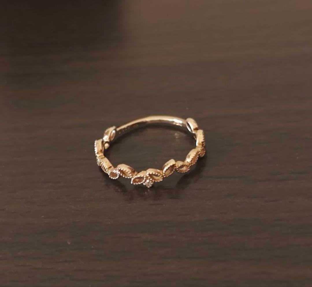 k*o様 agete K10 ダイヤモンド リーフモチーフ リング 9号