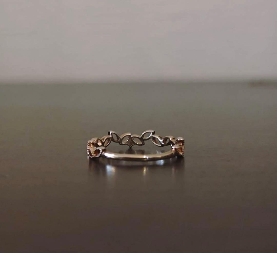 k*o様 agete K10 ダイヤモンド リーフモチーフ リング 9号