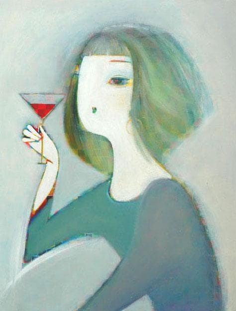 油絵 絵 絵画インテリア 額付(青緑＋金色の枠) F6-050313 人物女性像