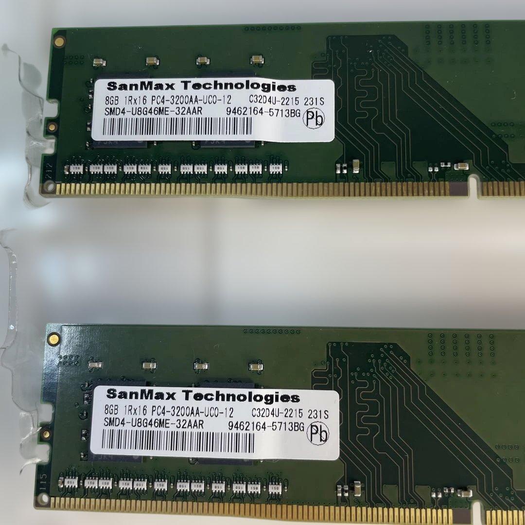 SanMax 8GB2枚 DDR4 メモリ PC4-3200 16GB - メモリー新品 通販