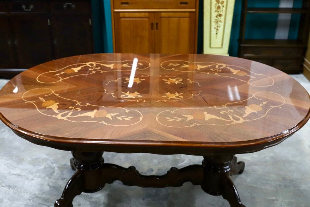 GMIK245◯イタリア製 クラシック ダイニングテーブル 食卓テーブル アン