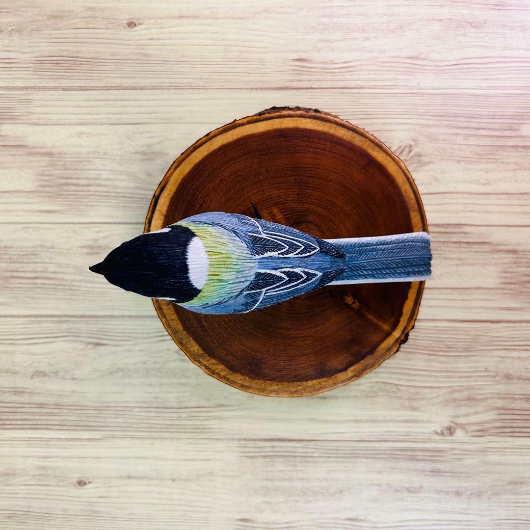 シジュウカラ 野鳥 彫刻 バードカービング 木彫り 置物 インテリア